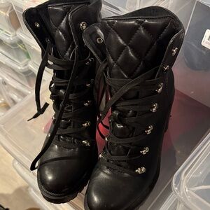 Call It Spring Black Quilted Combat Boots